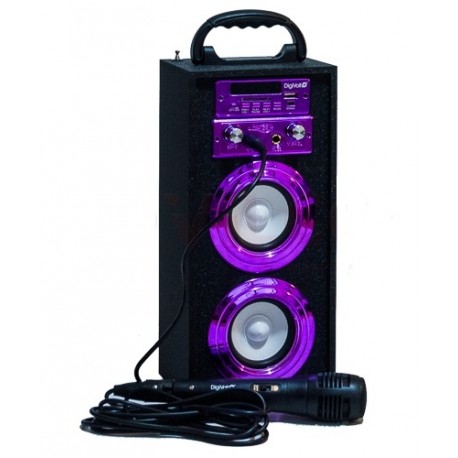 Altavoz con Karaoke HIFI-16 Purpurina DIGIVOLT, Reproductor MP3 desde USB/SD + Radio FM