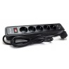 Regleta o Base Múltiple de enchufes 5 bahías + 2 USB con protección