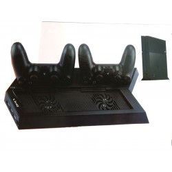 Soporte Base Ventilador Refrigeración para Consola PS4 con Cargador para 2 Mando