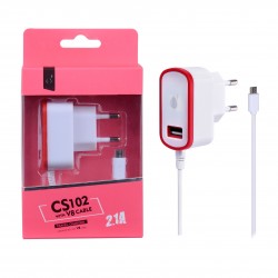 Cargador de RED MICRO USB + TOMA USB 2.1A ONE+