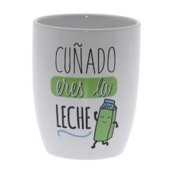 Original Taza de Cerámica decorada con la frase - Cuñado eres la leche