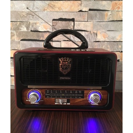 Radio Vintage. Altavoz Bluetooth, estilo Retro con Radio, MP3, USB, SD