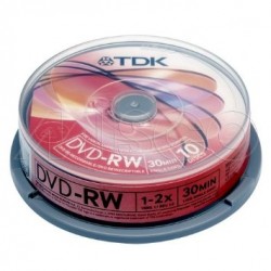 Mini DVD-RW (1.4GB) 30mins Regrabable TDK - Bobina 10pcs