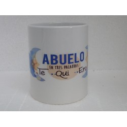 Original Taza de Cerámica decorada con frase -Abuelo en tres palabras Te-Qui-ero-