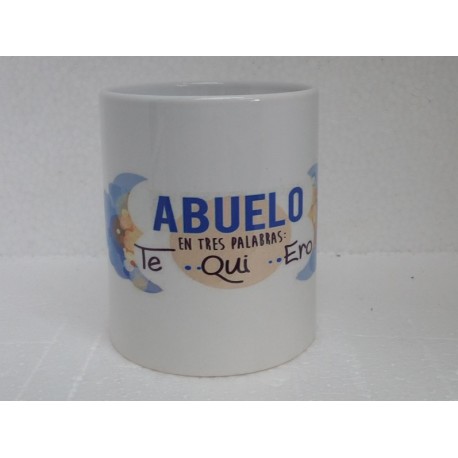 Original Taza de Cerámica decorada con frase -Abuelo en tres palabras Te-Qui-ero-