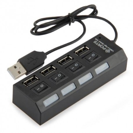 Hub 4 Puertos USB 2.0 HI-SPEED con Interruptor 